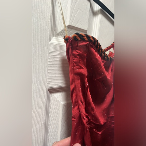 NWT FARM RIO X ANTHROPOLOGIE One Shoulder Printed Satin Jumpsuit - Picture 6 of 13